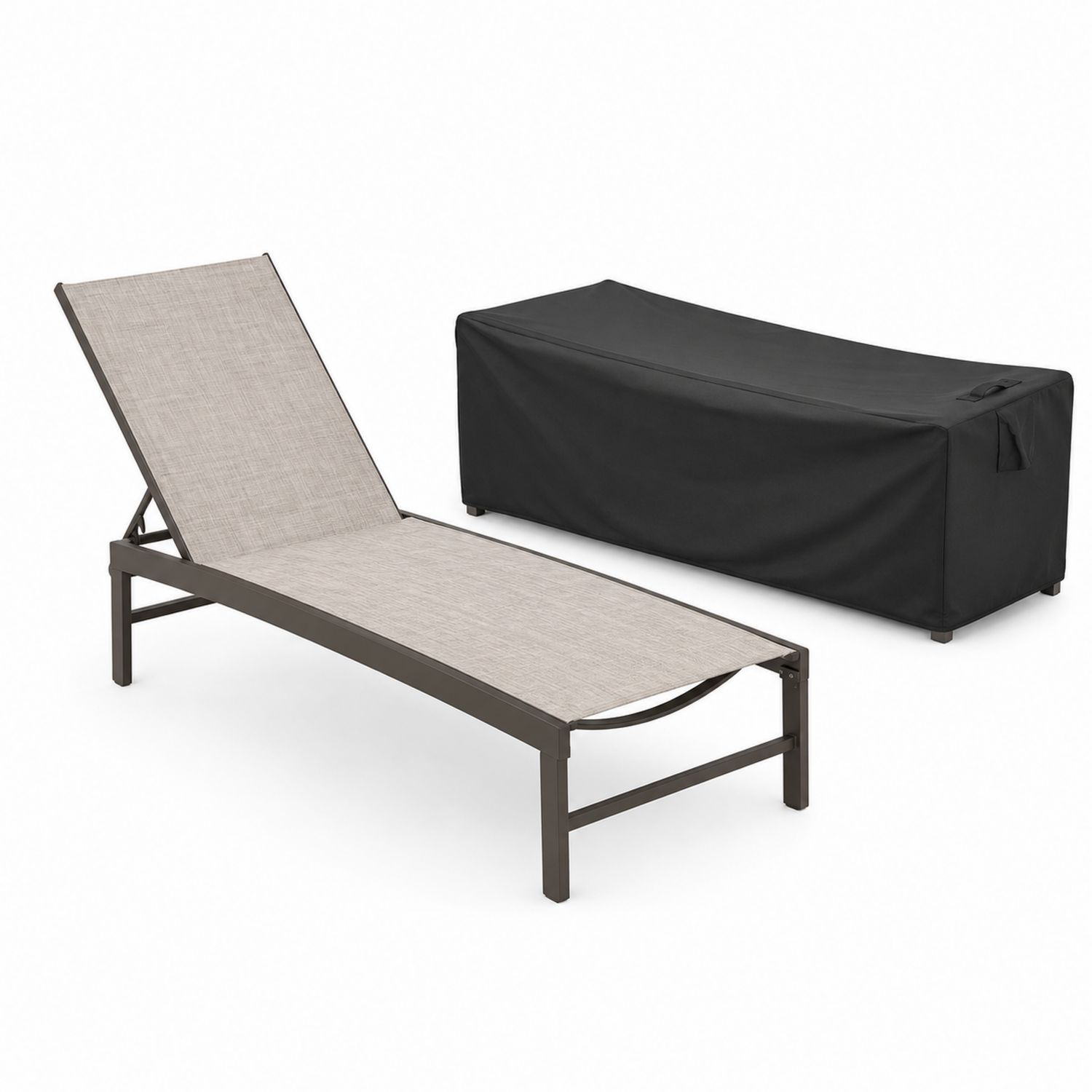 Gartenliege Set mit Abdeckung Aluminium Textilgewebe Beige