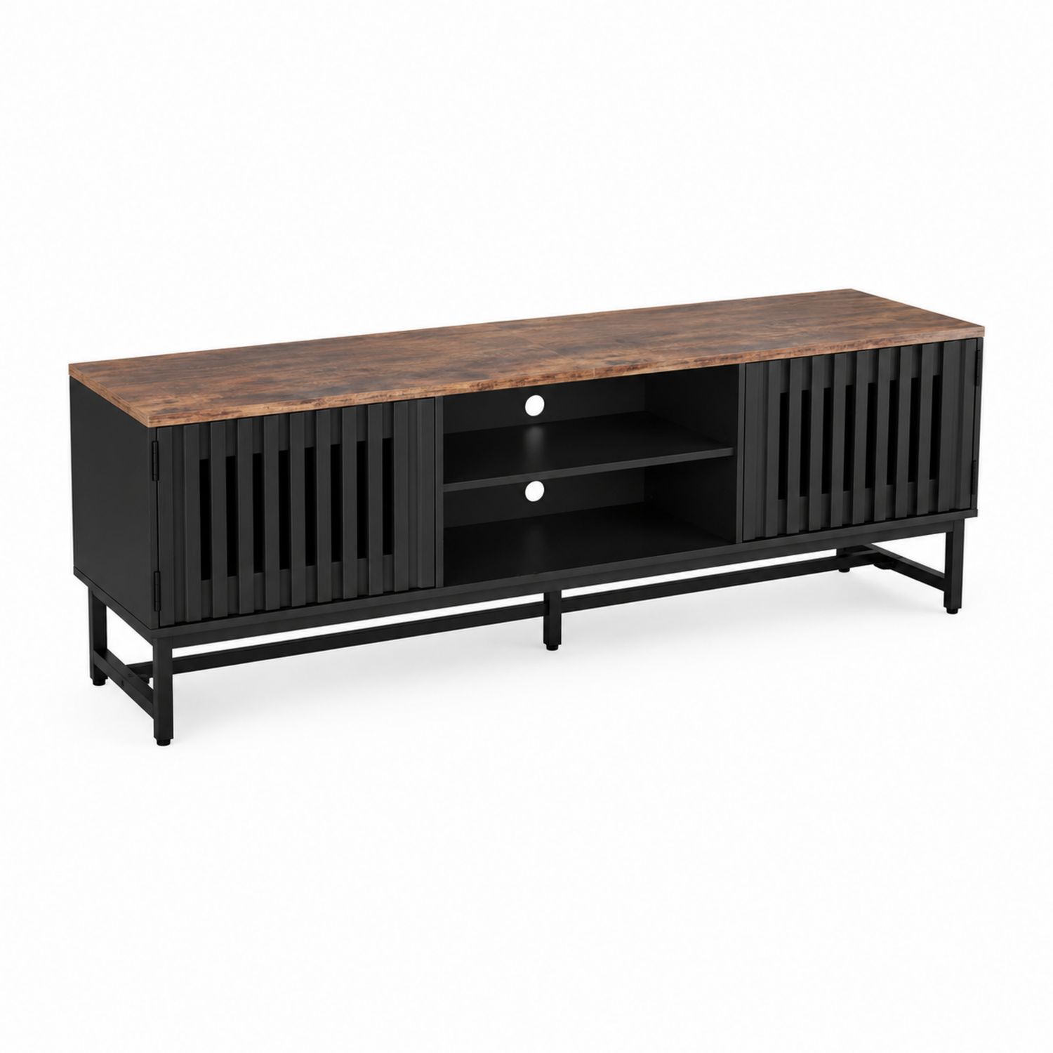 TV-Schrank aus Holz und Metall in Schwarz/Braun 140x40x50 cm