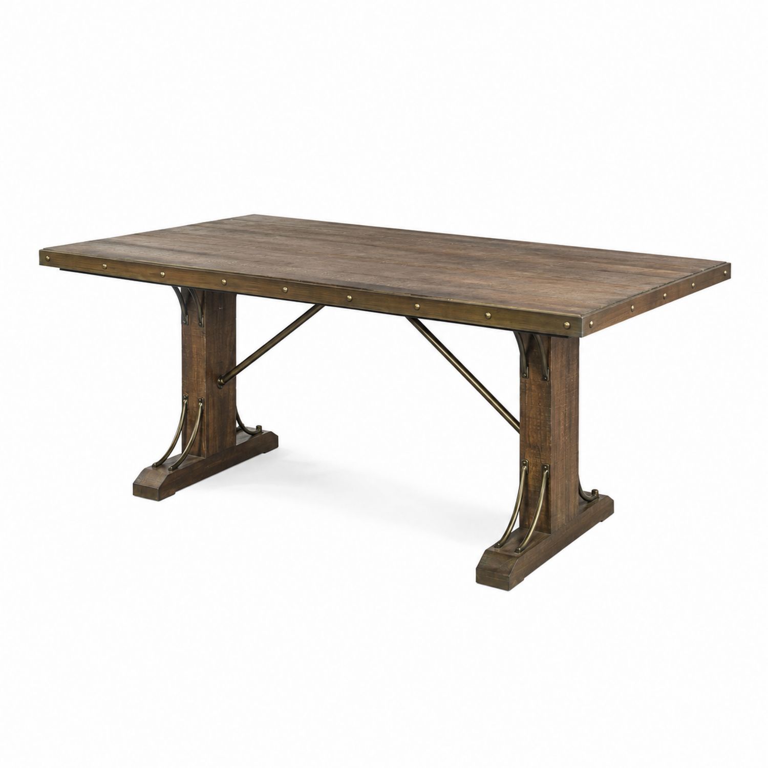 Rechteckiger Esstisch aus Holz und Metall 180x90 cm Braun