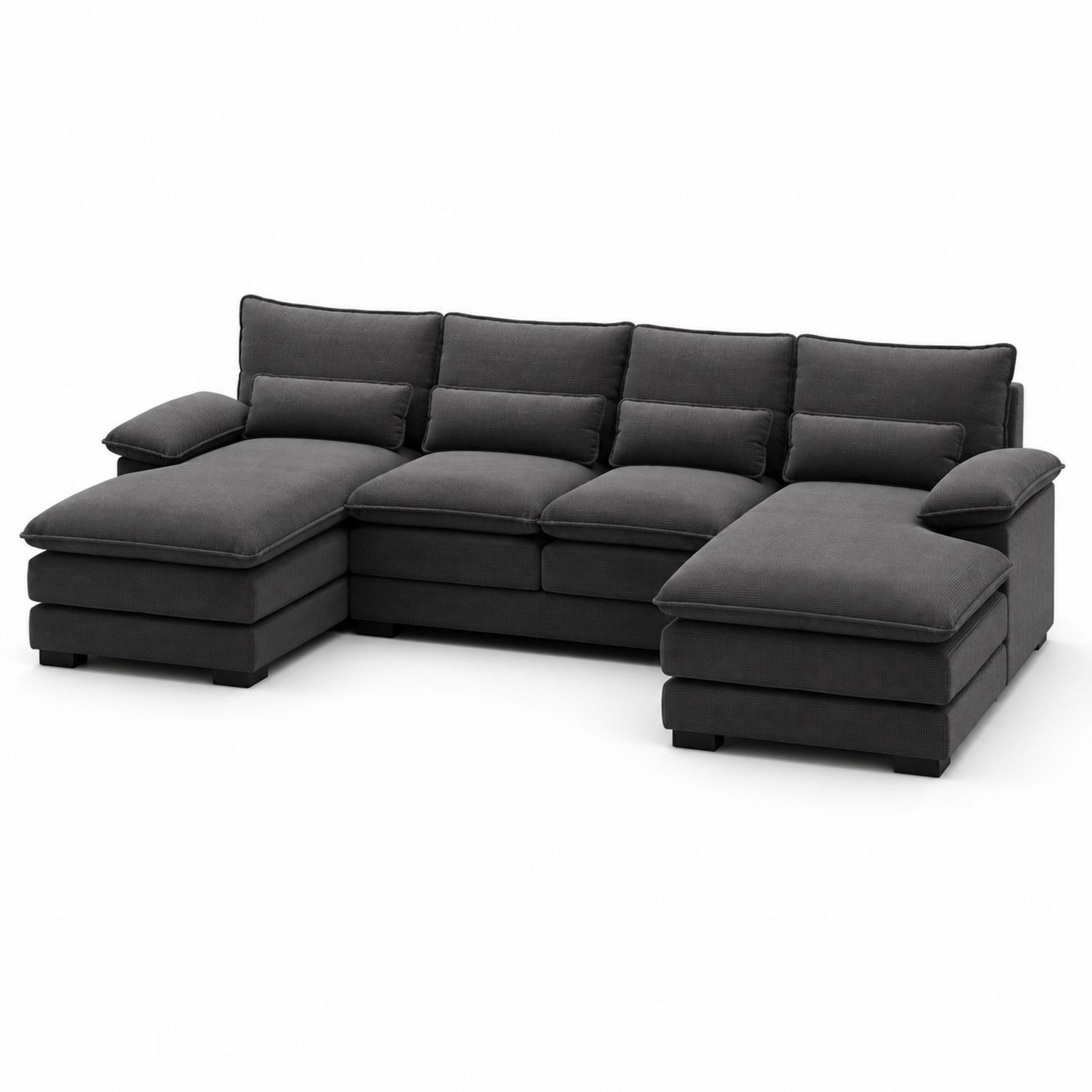 Ecksofa Polyester Dunkelgrau 320x200x90 cm