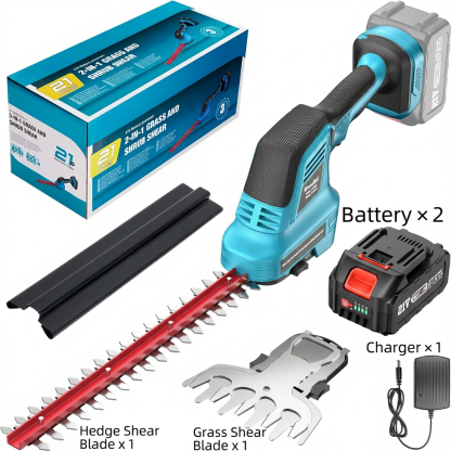 2-in-1 Cordless Hedge Trimmer & Grass Shears with 2 Batteries – Lightweight, Compact & Perfect for Garden and Lawn Care