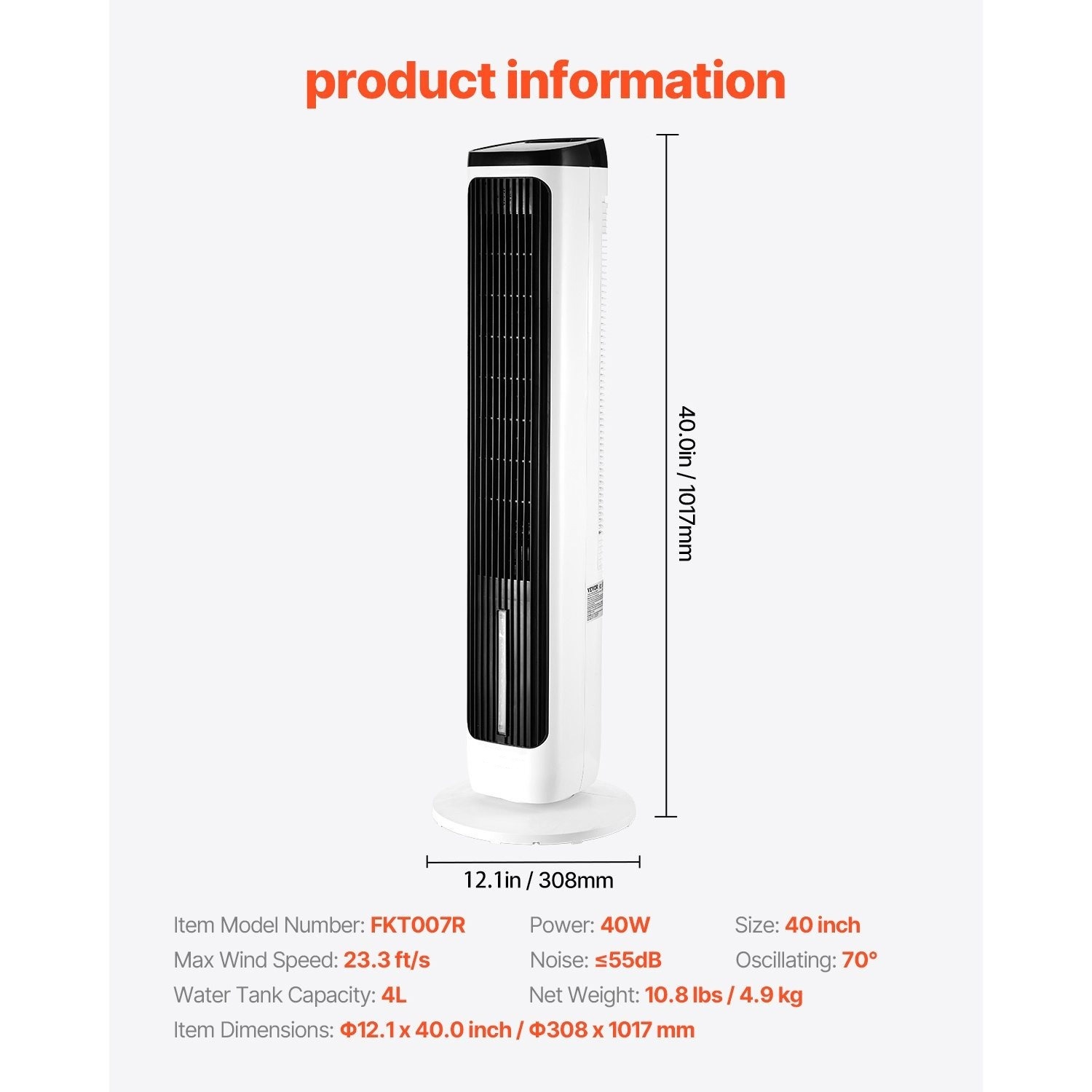 Ventilateur Tour Silencieux 70° Oscillant, 9 Vitesses, 4 Modes, Minuterie 24 h, Ventilation Puissante 23,3 Pieds/s, Ventilateur sur Pied pour Intérieur
