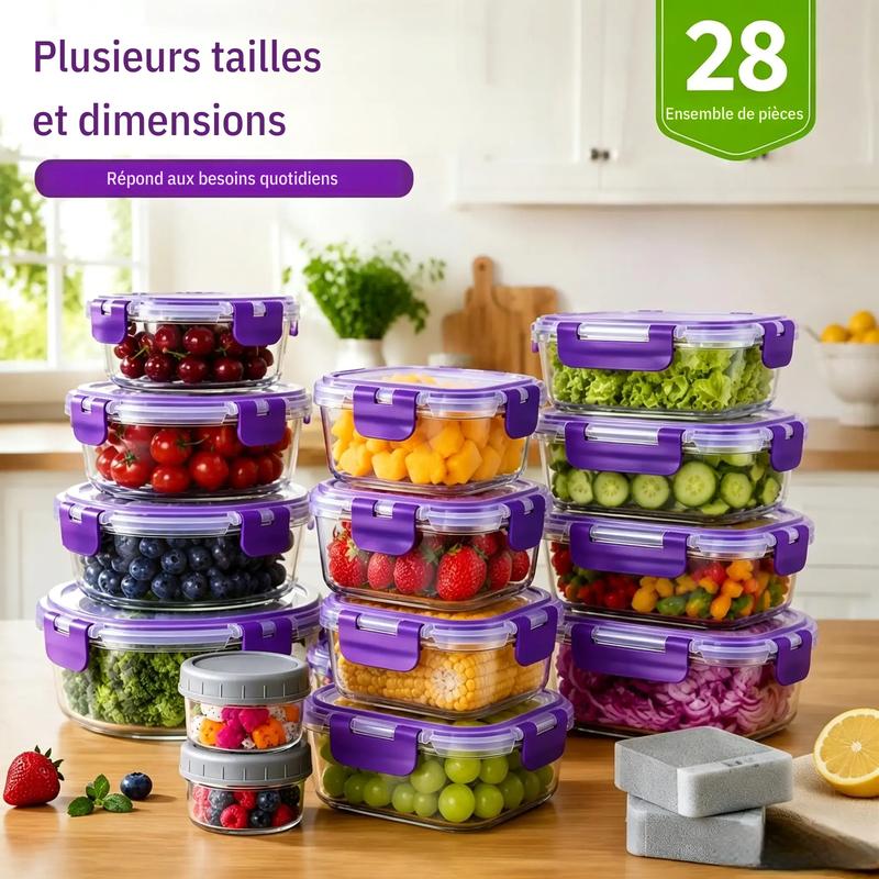 Set Contenitori in Vetro 16 Pezzi – Con Coperchi, Barattoli per Spezie, Senza BPA, per Microonde, Lavastoviglie e Freezer