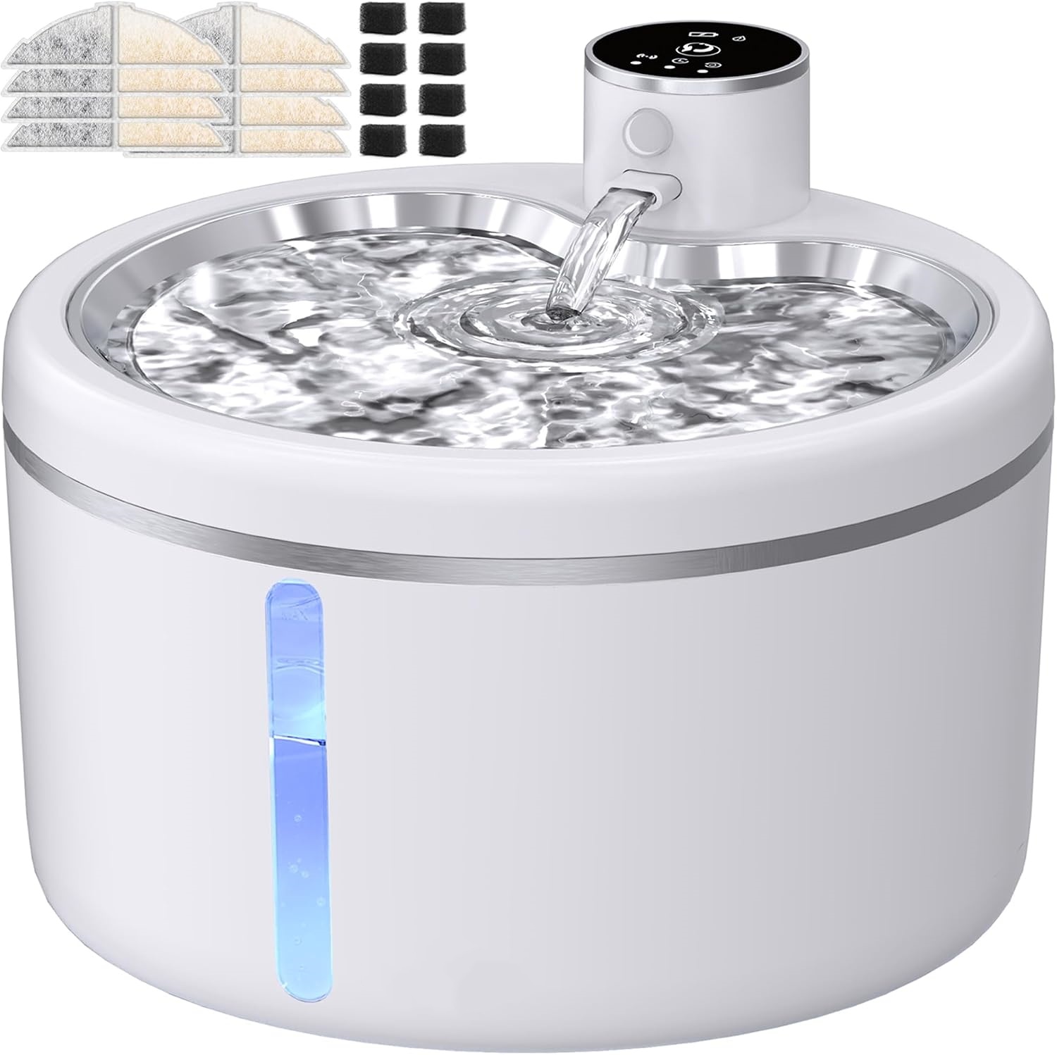 Fontaine à Eau Sans Fil pour Chat et Chien 2,5 L – Ultra Silencieuse, Filtration 4 Couches