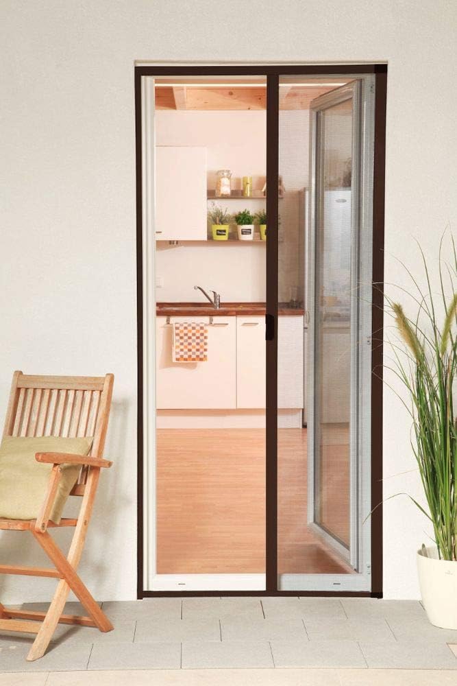 Zanzariera a Rullo per Porte e Portefinestre 150x250 cm, Riducibile fino a 200 cm, Telaio in Alluminio, Bianca o Marrone