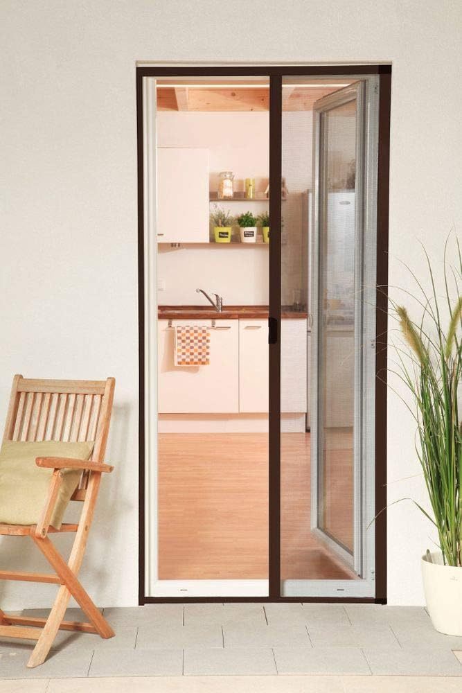 Zanzariera a Rullo per Porte e Portefinestre 150x250 cm, Riducibile fino a 200 cm, Telaio in Alluminio, Bianca o Marrone