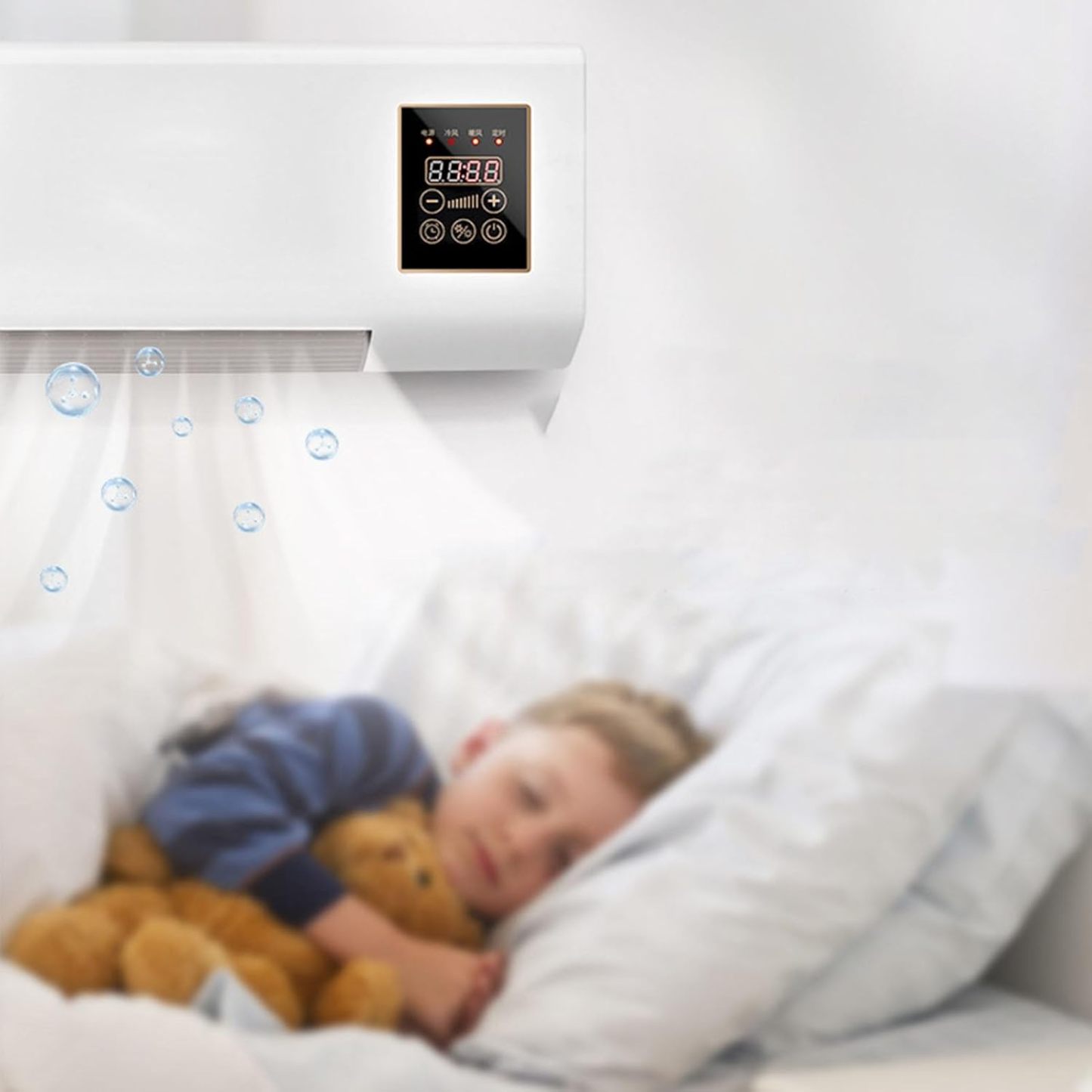 Termoventilatore da Parete 2000W, Solo Aria Calda, con Telecomando, Timer 8 Ore, Riscaldatore Elettrico