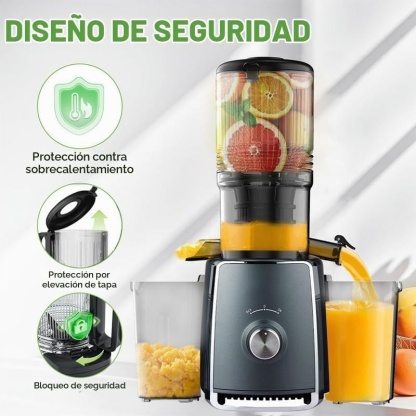 Extracteur de Jus à Froid – Grande Goulotte, Extraction Lente, Séparation des Résidus, Sans BPA