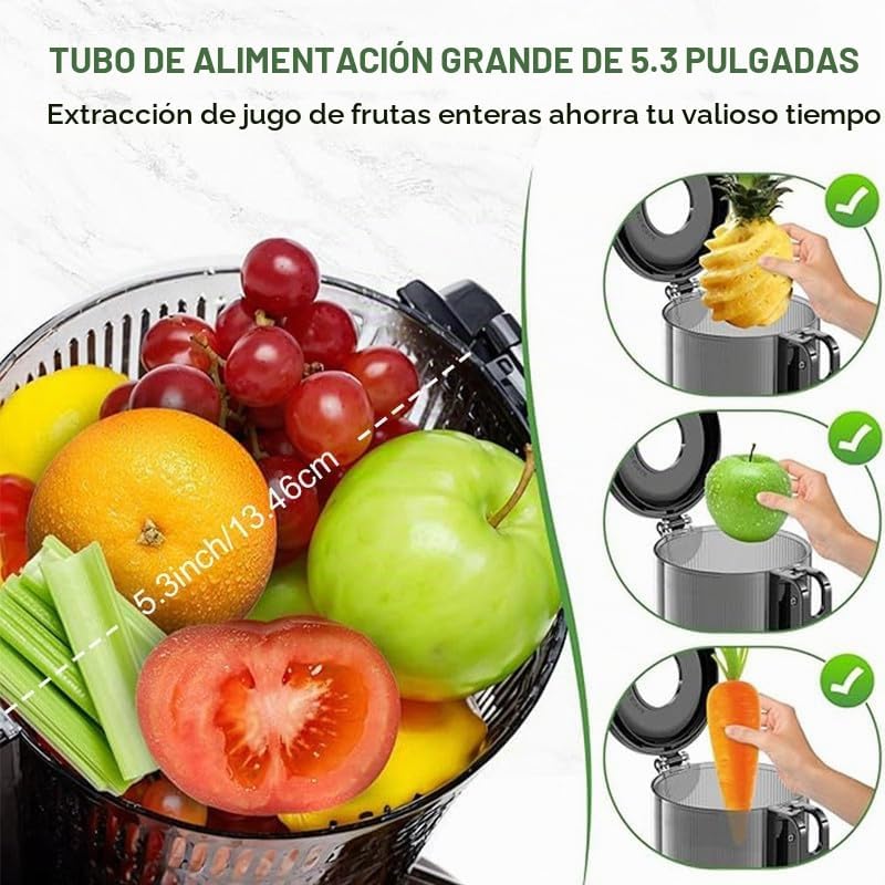 Extracteur de Jus à Froid – Grande Goulotte, Extraction Lente, Séparation des Résidus, Sans BPA