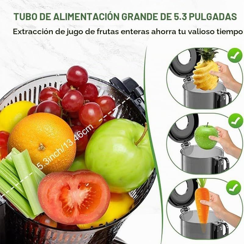 Extracteur de Jus à Froid – Grande Goulotte, Extraction Lente, Séparation des Résidus, Sans BPA