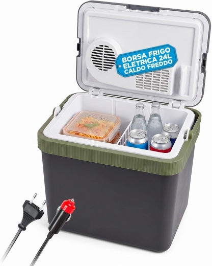 Borsa Frigo Elettrica 24L, Funzione Caldo/Freddo, Raffredda fino a -18°C sotto la temperatura ambiente e Riscalda fino a 65°C, 40/50W