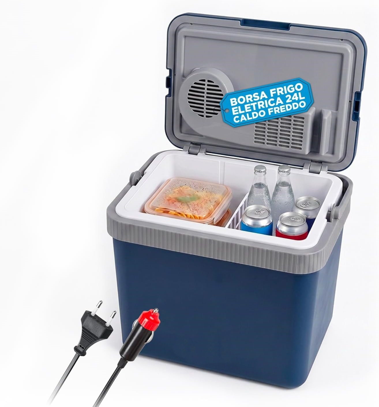 Borsa Frigo Elettrica 24L, Funzione Caldo/Freddo, Raffredda fino a -18°C sotto la temperatura ambiente e Riscalda fino a 65°C, 40/50W