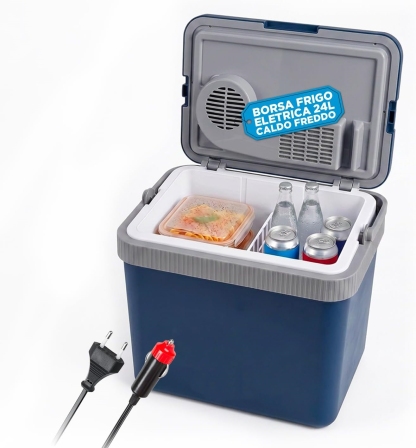 Borsa Frigo Elettrica 24L, Funzione Caldo/Freddo, Raffredda fino a -18°C sotto la temperatura ambiente e Riscalda fino a 65°C, 40/50W