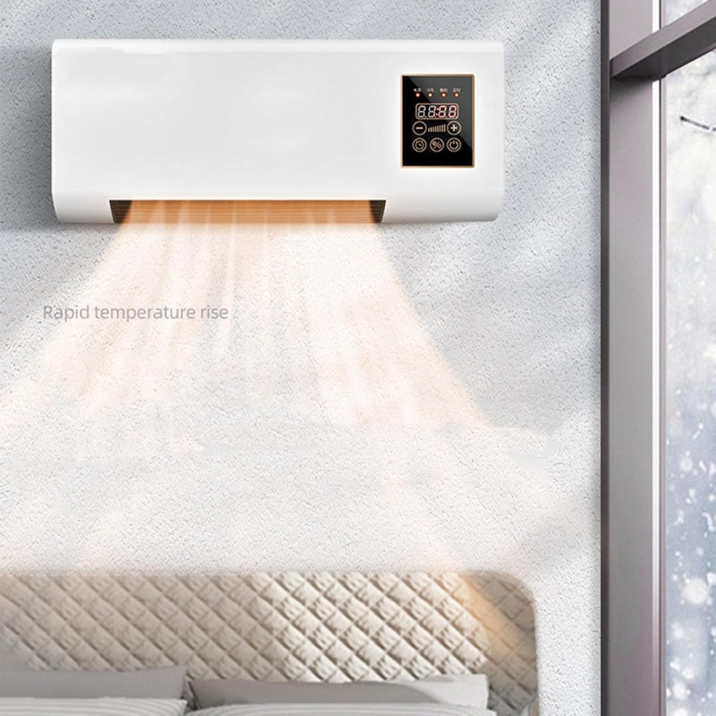 Termoventilatore da Parete 2000W, Solo Aria Calda, con Telecomando, Timer 8 Ore, Riscaldatore Elettrico