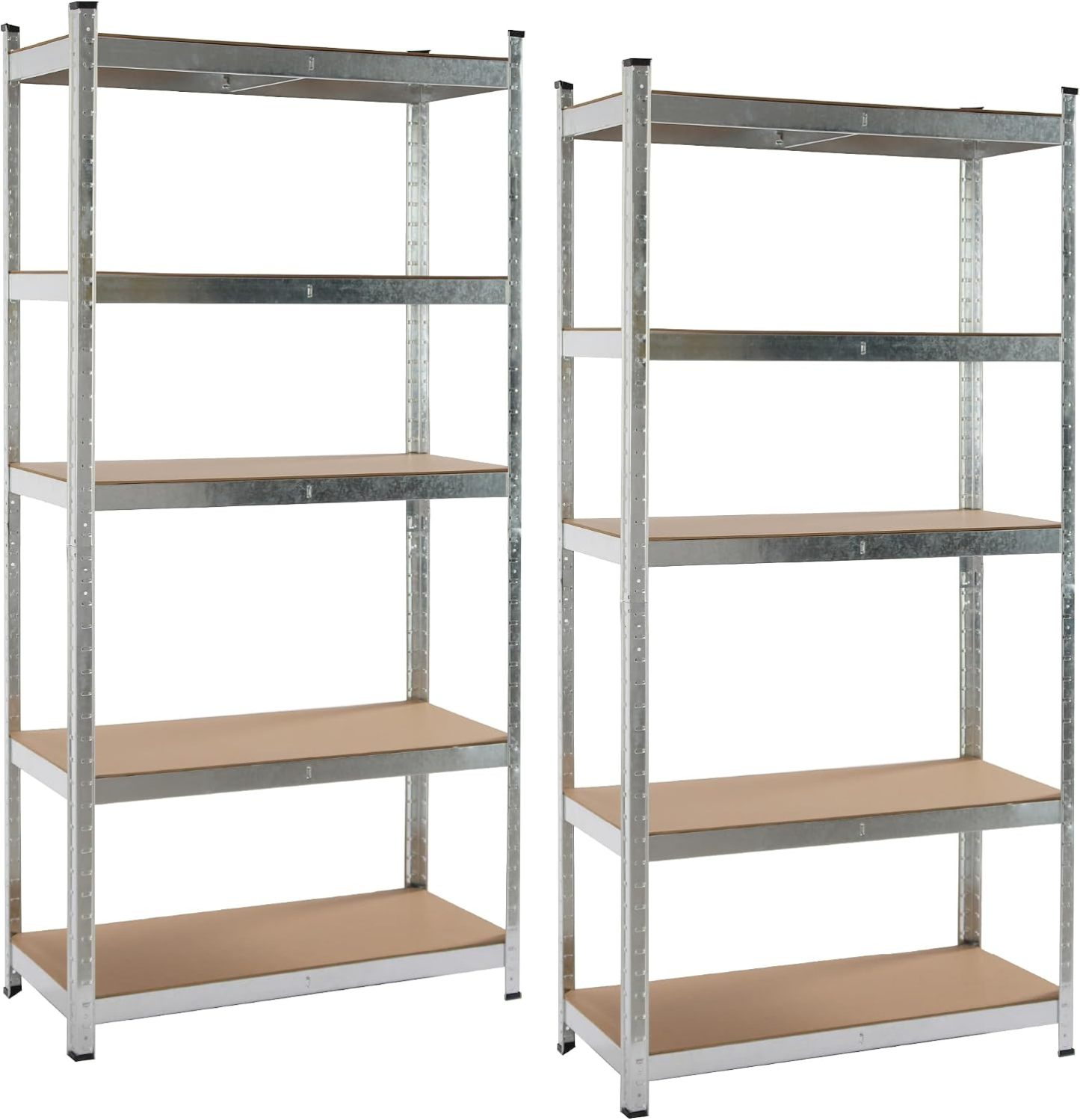 Pack 2 Estanterías Metálicas 180×90×40 cm | 5 Baldas MDF Ajustables, Acero Galvanizado para Garaje y Trastero