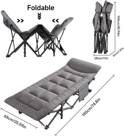 Lettino Relax Extra Large in Cotone con Poggiatesta, Struttura Robusta e Portatile, per Casa, Ufficio e Campeggio