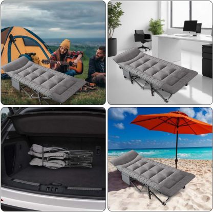 Lettino Relax Extra Large in Cotone con Poggiatesta, Struttura Robusta e Portatile, per Casa, Ufficio e Campeggio