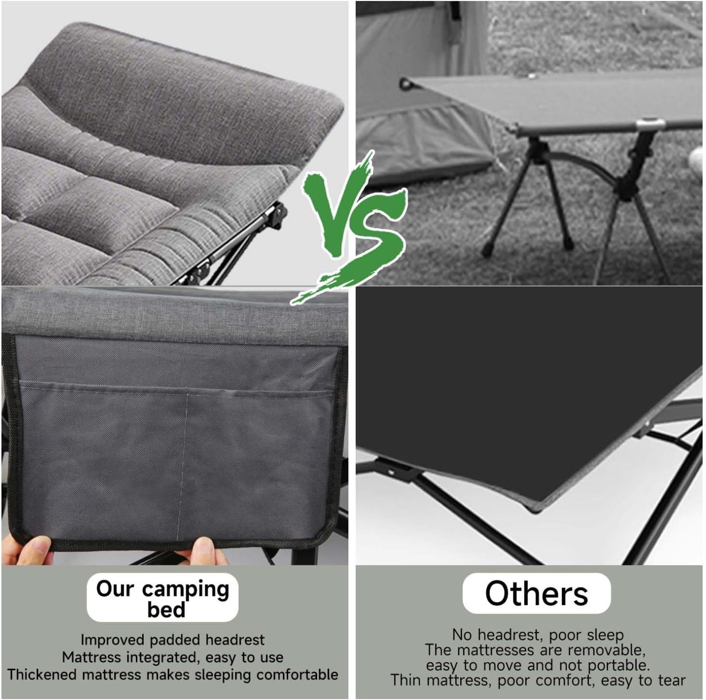 Lettino Relax Extra Large in Cotone con Poggiatesta, Struttura Robusta e Portatile, per Casa, Ufficio e Campeggio
