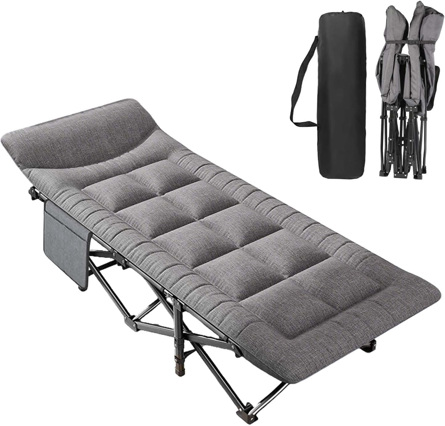 Lettino Relax Extra Large in Cotone con Poggiatesta, Struttura Robusta e Portatile, per Casa, Ufficio e Campeggio