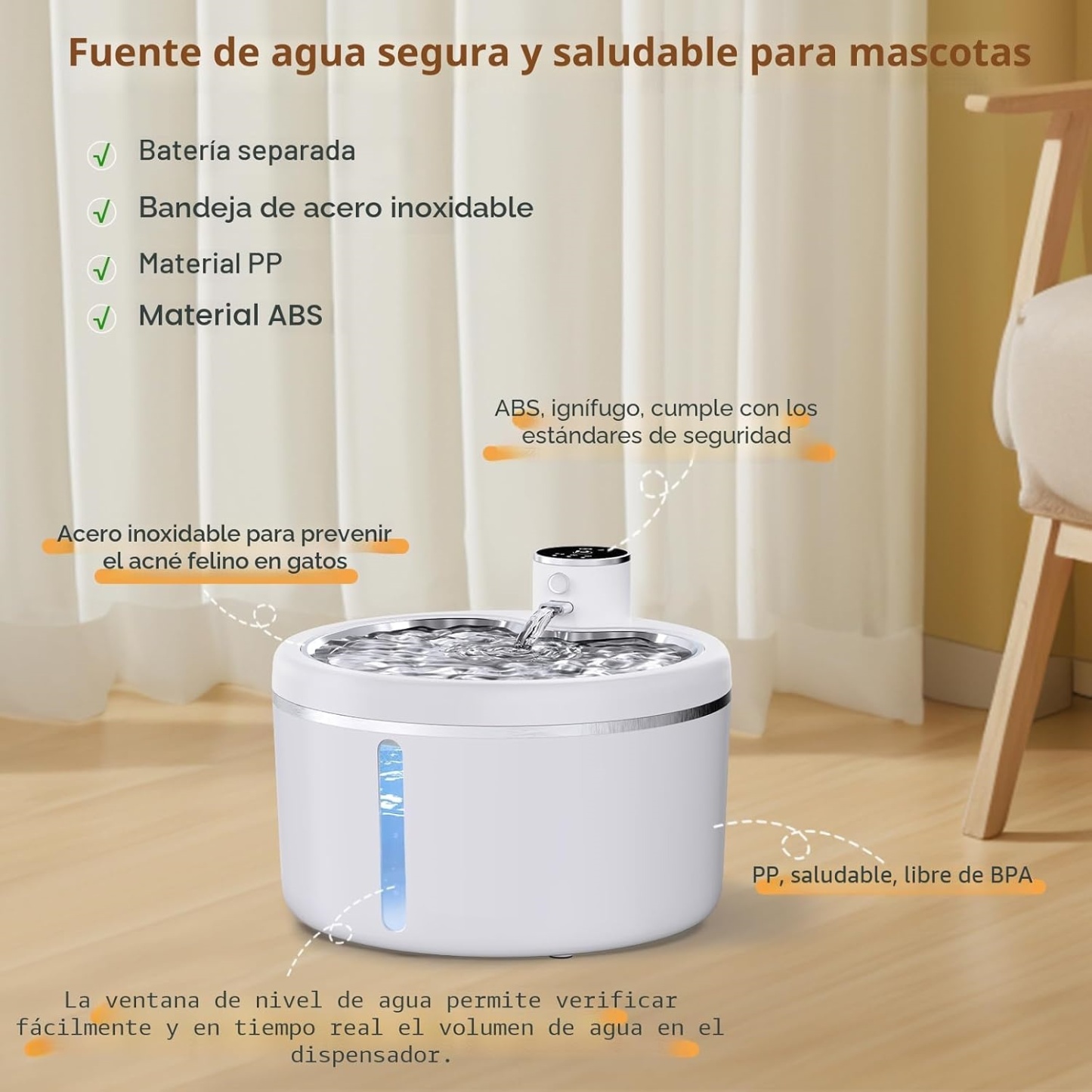 Fontaine à Eau Sans Fil pour Chat et Chien 2,5 L – Ultra Silencieuse, Filtration 4 Couches