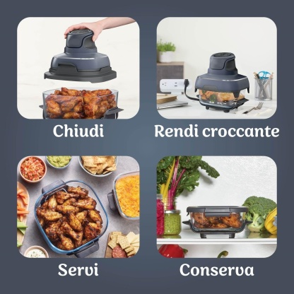 Friggitrice ad Aria Portatile in Vetro, Cottura Senza Olio, Compatta e Facile da Trasportare