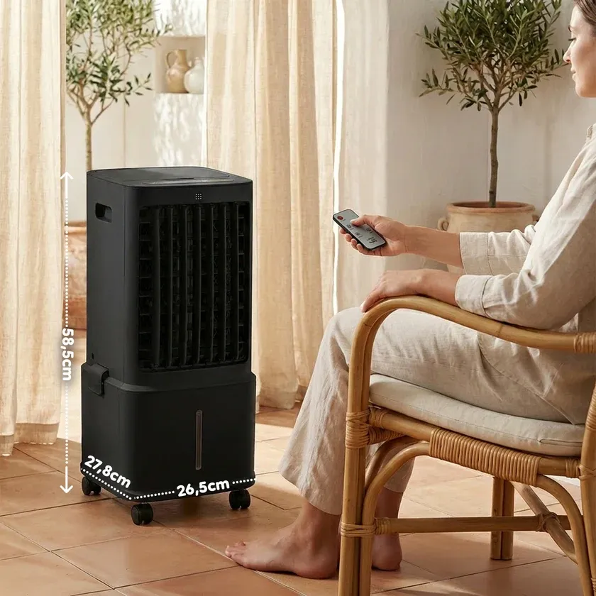 Raffrescatore Evaporativo 8,5L – Telecomando, Display LED, 3 Velocità e Timer 7H