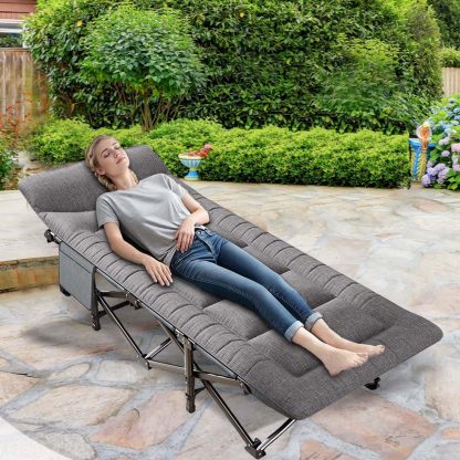Lettino Relax Extra Large in Cotone con Poggiatesta, Struttura Robusta e Portatile, per Casa, Ufficio e Campeggio