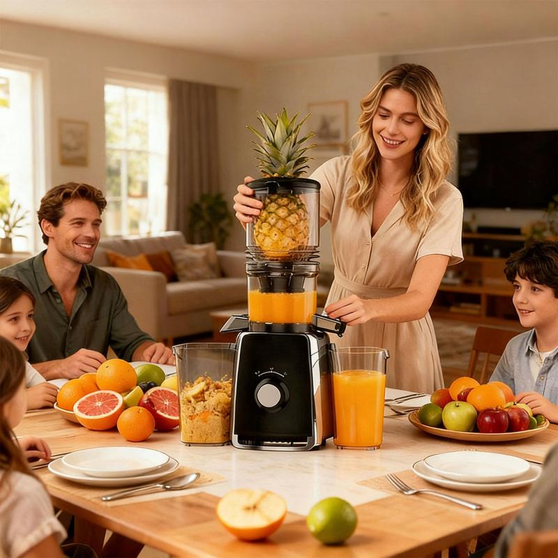 Extracteur de Jus à Pression à Froid 300 W – Grande Ouverture 13,5 cm, Extracteur Lent pour Fruits et Légumes Entiers, Facile à Nettoyer, Utilisation Professionnelle