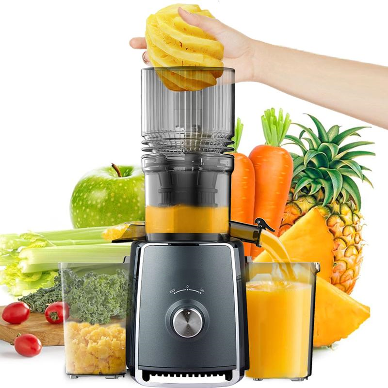 Extracteur de Jus à Pression à Froid 300 W – Grande Ouverture 13,5 cm, Extracteur Lent pour Fruits et Légumes Entiers, Facile à Nettoyer, Utilisation Professionnelle