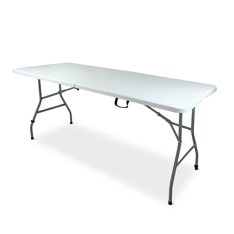 Tavolo Pieghevole Catering 180x70x74 cm Bianco, Salvaspazio, Struttura Robusta, Ideale per Giardino, Campeggio ed Eventi