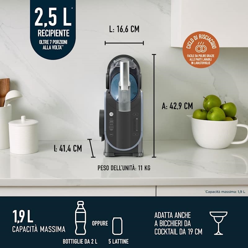 Macchina per Granite 2,5 L, Granite, Frappè e Frullati Pronti in 30 Minuti