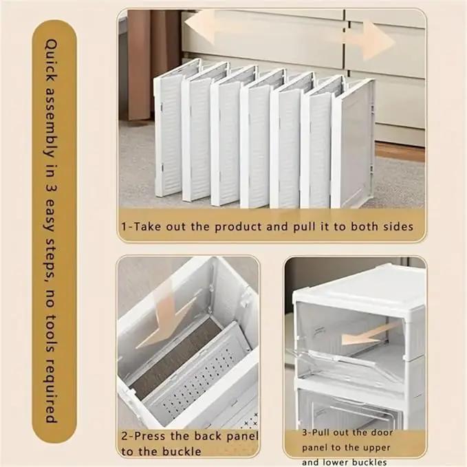 Scarpiera Impilabile a 6 Ripiani con Sportelli, Sistema di Ventilazione, Salvaspazio