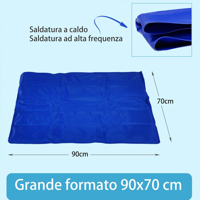 Tappetino Refrigerante per Cani e Gatti 90x70 cm, Grande Formato, Gel Atossico, Auto-Rinfrescante Senza Elettricità
