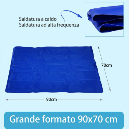 Tappetino Refrigerante per Cani e Gatti 90x70 cm, Grande Formato, Gel Atossico, Auto-Rinfrescante Senza Elettricità