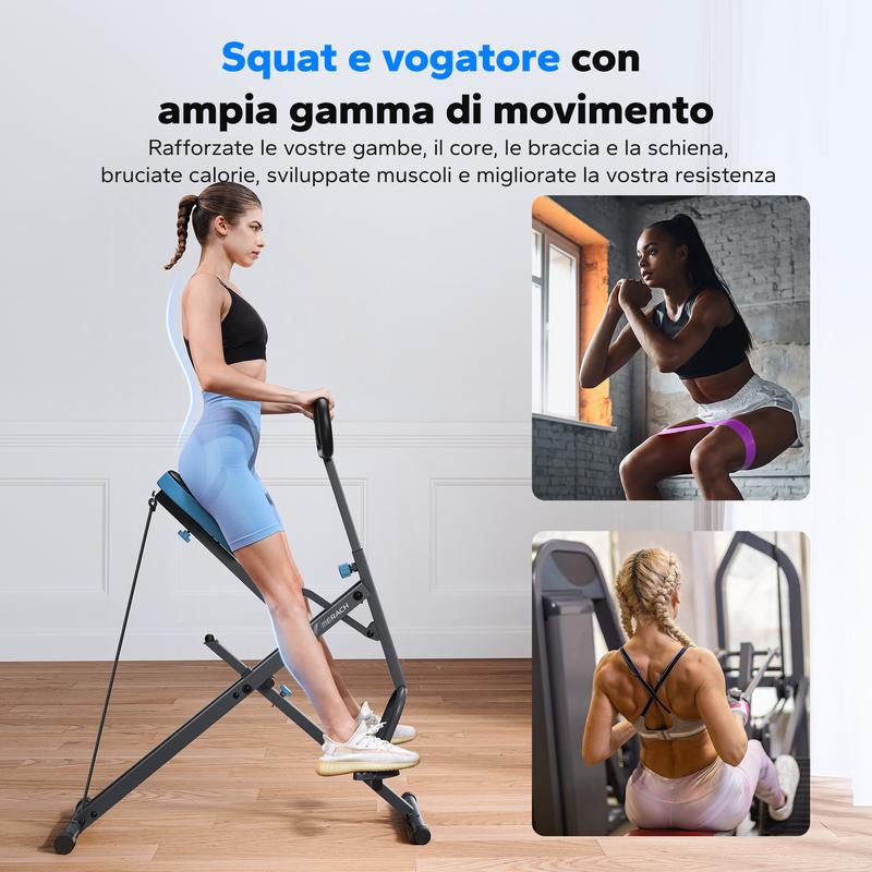 Macchina per Squat Pieghevole, Resistenza Regolabile, Attrezzo per Allenamento di Glutei e Gambe, Portata 160 kg