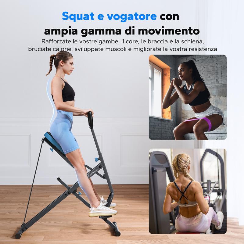 Macchina per Squat Pieghevole, Resistenza Regolabile, Attrezzo per Allenamento di Glutei e Gambe, Portata 160 kg