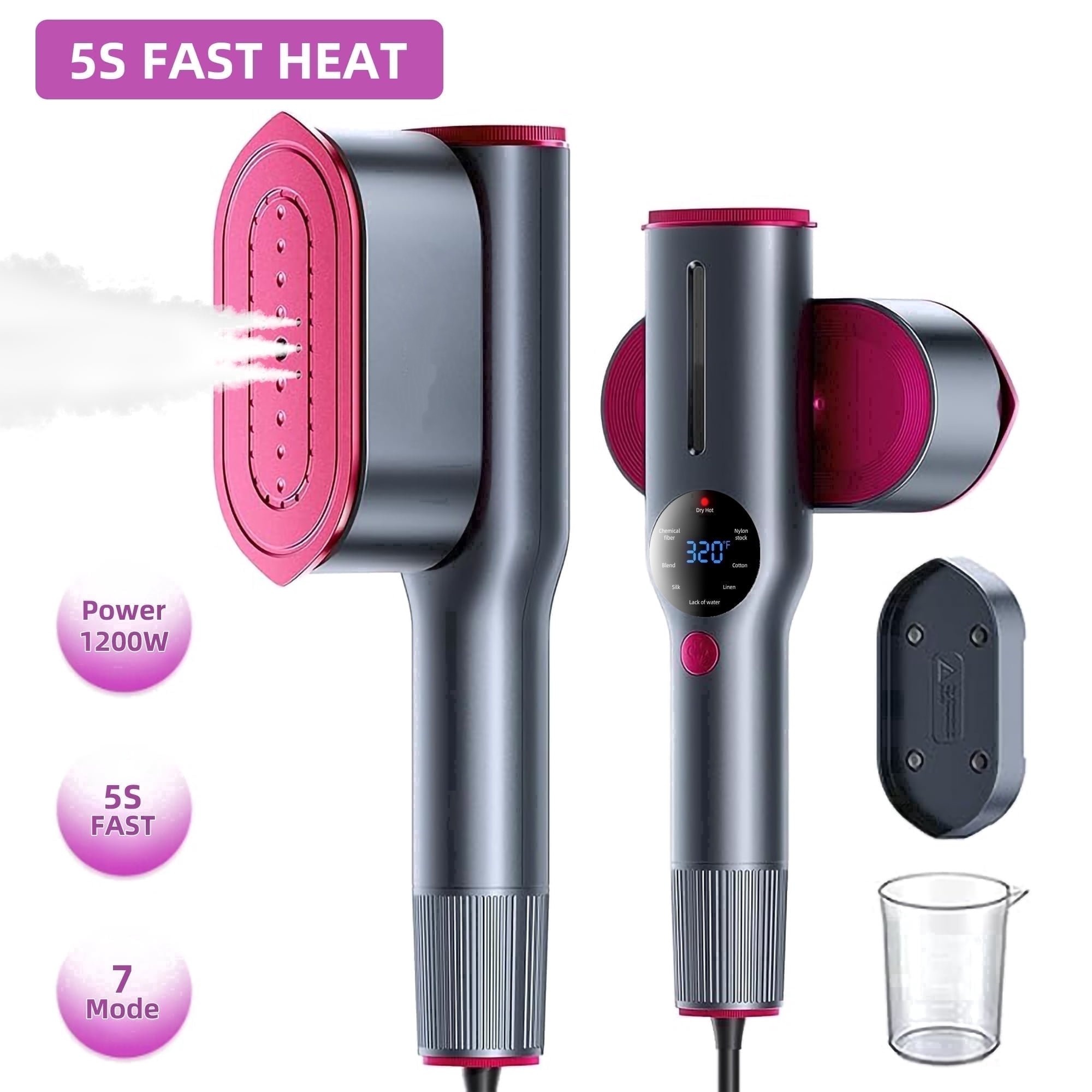 Défroisseur Vapeur 2 en 1 1200W – Chauffe en 5 s, 7 Modes, Écran LED, Utilisation Verticale et à Plat