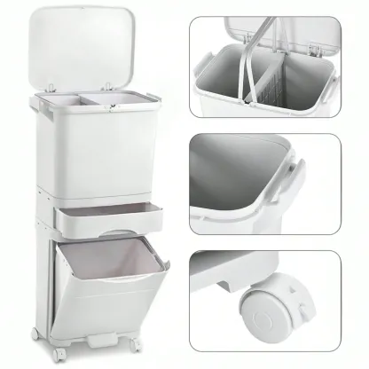 Cubo de Basura con 3 Compartimentos 43,2 L | Reciclaje y Pedal