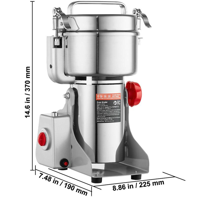 Moulin à Grains Électrique 1000 g, 3000 W – Broyeur Haute Vitesse en Acier Inoxydable pour Céréales, Épices, Herbes et Café