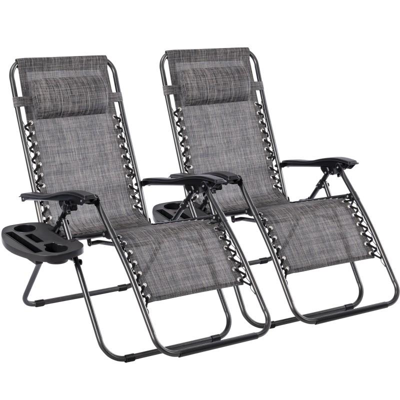 Pack de 2 Tumbonas Plegables Reclinables | Multiposición, con Cojín y Estructura de Acero para Jardín y Terraza