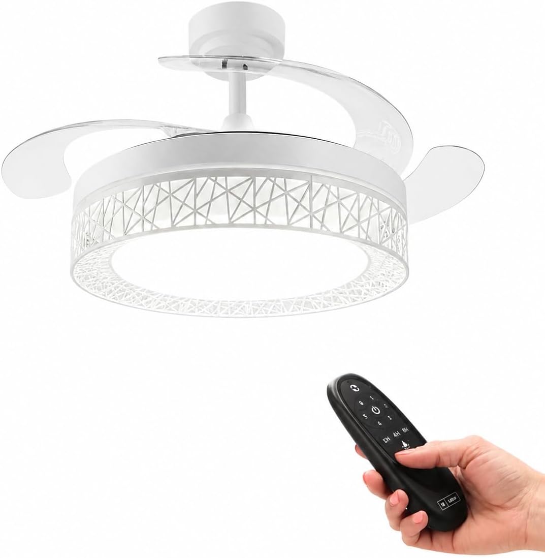 Ventilador de Techo LED 66W Ø107 cm | Aspas Retráctiles, Luz Regulable y Mando a Distancia