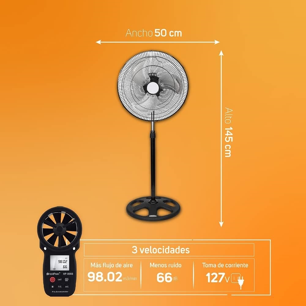 Pack de 2 Ventiladores de Pie 80W | Alta Potencia, 3 Velocidades y Gran Flujo de Aire