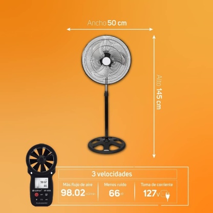 Pack de 2 Ventiladores de Pie 80W | Alta Potencia, 3 Velocidades y Gran Flujo de Aire