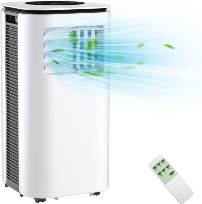 Aire Acondicionado Portátil 9000 BTU | 2 Velocidades, Mando a Distancia, Temporizador 24 h y Kit de Ventana
