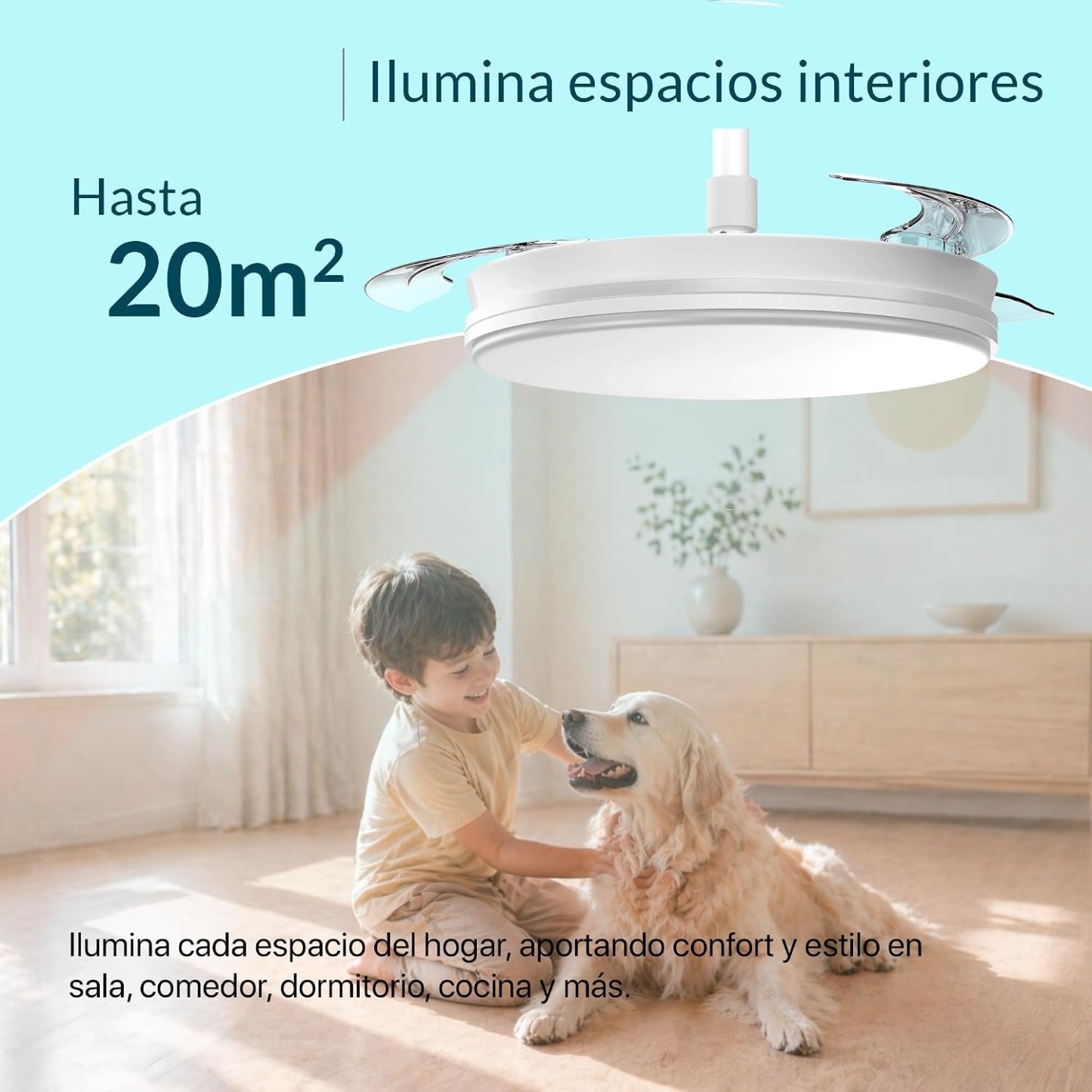 Ventilador de Techo con Luz LED 66–72W | Mando a Distancia, Luz Regulable y Motor Silencioso