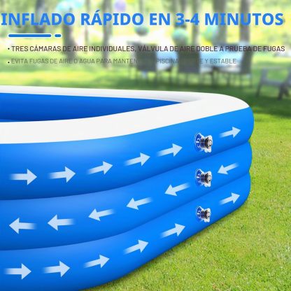 Piscina Hinchable para Jardín | Piscina Familiar Rectangular para Niños y Adultos