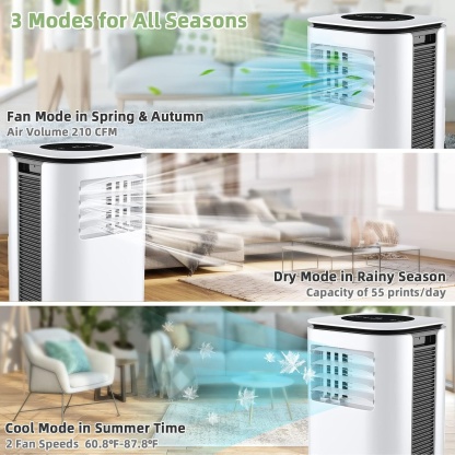 Aire Acondicionado Portátil 9000 BTU | 2 Velocidades, Mando a Distancia, Temporizador 24 h y Kit de Ventana