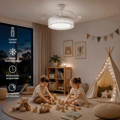 Ventilador de Techo LED 66W Ø107 cm | Aspas Retráctiles, Luz Regulable y Mando a Distancia