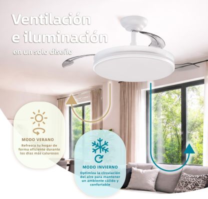 Pack de 2 Ventiladores de Techo LED Ø107 cm | Motor DC, Luz Regulable, Mando a Distancia, Modo Verano/Invierno