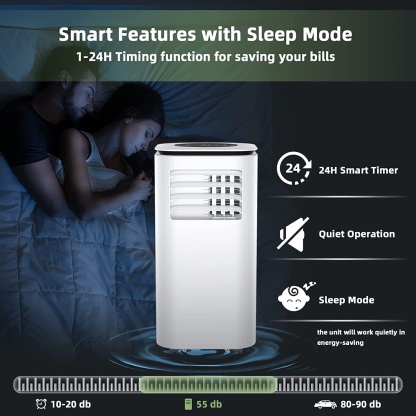Aire Acondicionado Portátil 9000 BTU | 2 Velocidades, Mando a Distancia, Temporizador 24 h y Kit de Ventana